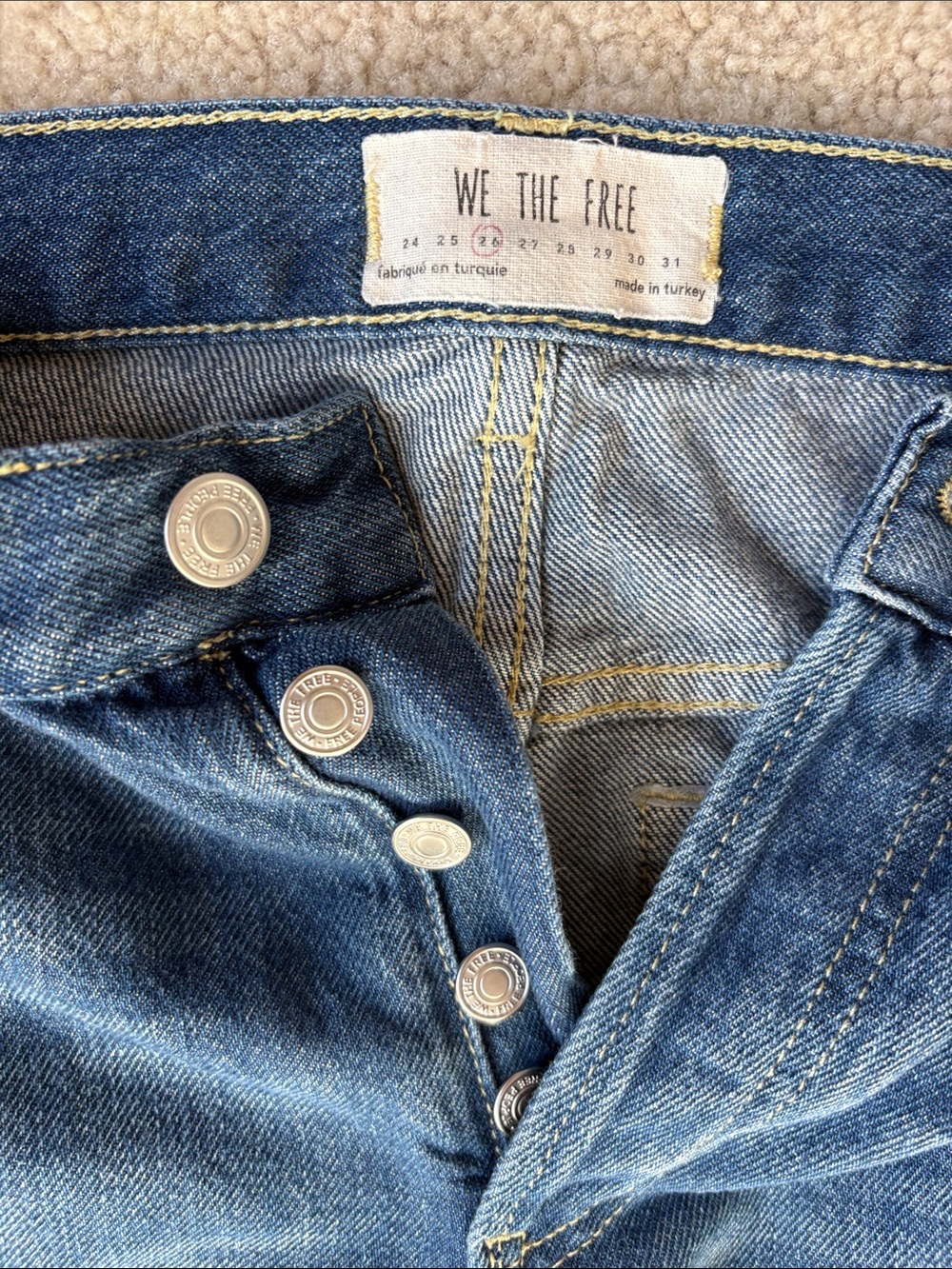 We The Free Capri Style Women’s Blue Denim Jeans - Button Fly